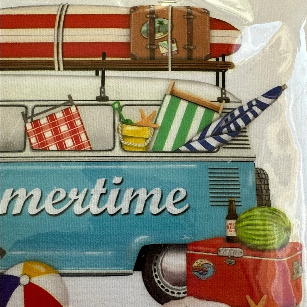 Mary Lake-Thompson Retro Summer Van Station Wagon Canoe Flour Sack Dish Towel